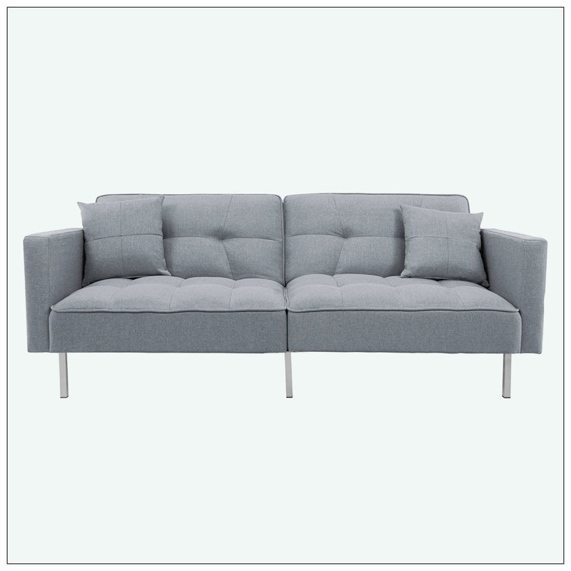 Ledonna 75.6 " Upholstered Convertible Sofa, Dark Gray 100% Linen