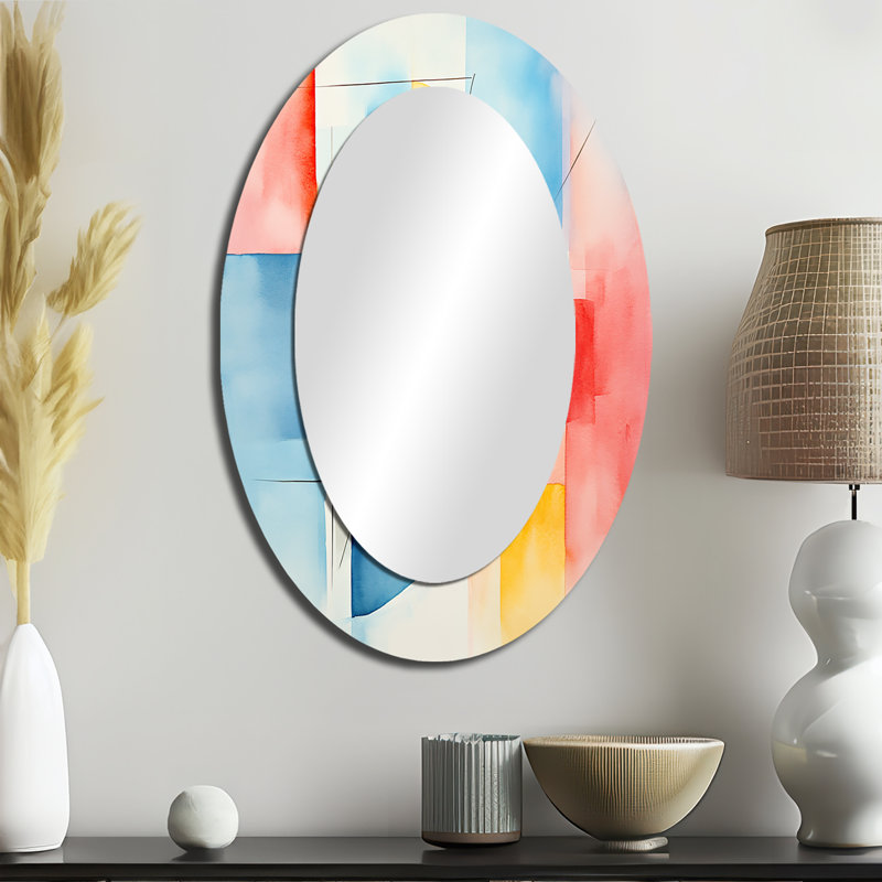 Miroir mural ovale Mid-Century, 36 po x 24 po