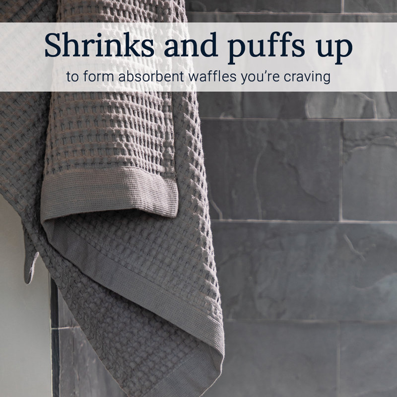 Waffle Bath Towel Set of 2 – Super Absorbent 100% Natural Cotton, Quick-Drying, Modern Style, Slate, Bath Towels - 2 Pack