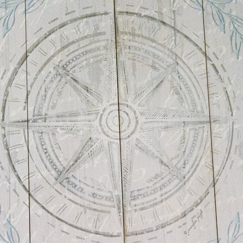 «Calming Coastal Compass» par Jennifer Pugh, art mural en bois