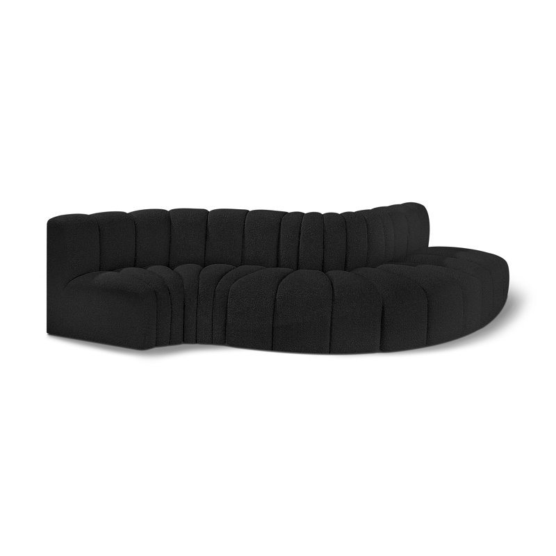 Canapé et méridienne Hiu, Tissu bouclé noir
