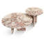 Table basse luxueuse en marbre naturel rose, tables rondes pour espace de vie principal, 70 cm et 45 cm, charme de la finition polie, surface élégante