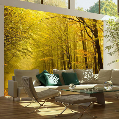 Adhésif mural paysage de forêt d'automne