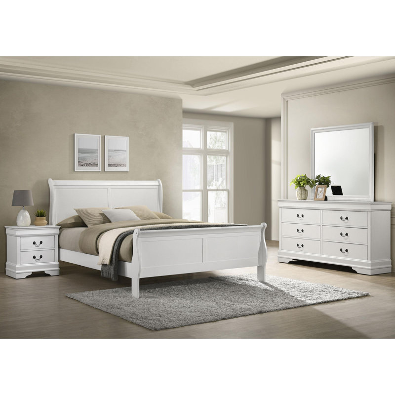 Ensemble de chambre à coucher 4 pièces 4 pièces, Grand, Blanc