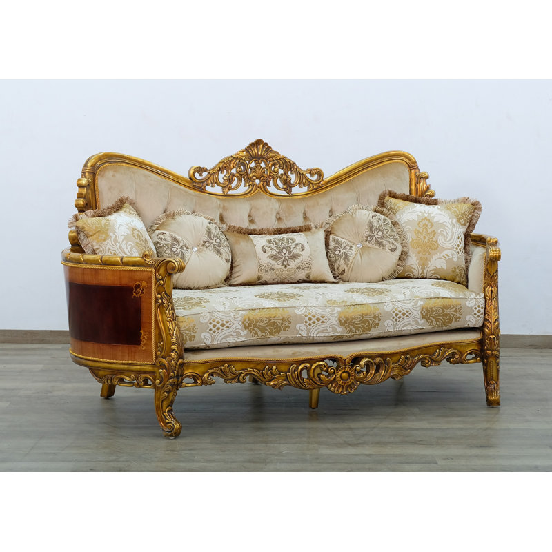 Maggiolini Loveseat, Dark Gold, Gold, beige, light brown