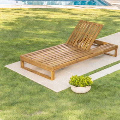 Méridiennes de patio réglables Lbs, teck de bois d'acacia, bord de piscine moderne