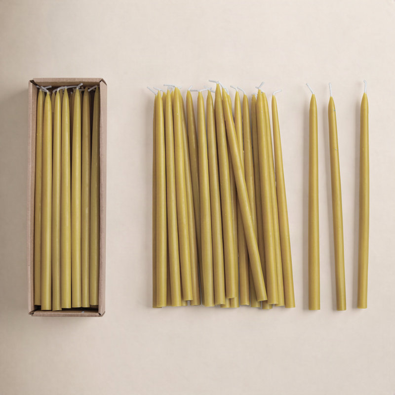 Bougies fines non parfumées en boîte, 10" L x 0.5" W, Chartreuse