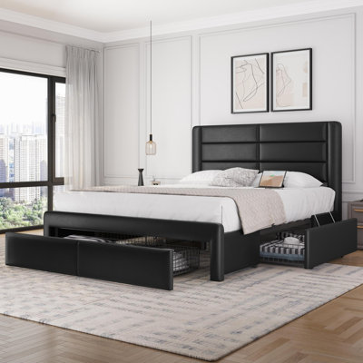 Grand cadre de lit avec 2 stations de charge USB