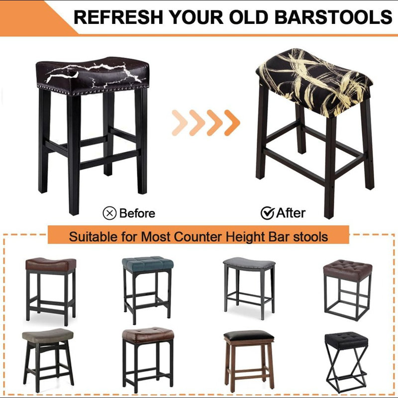 Bar Stool Cover Rectangle Set Of 4 Printed Stretch Counter Height Bar Stools Slipcovers Saddle Stool Slipcover Bench Seat Protector Backless Bar Stools Covers For Kitchen Counter