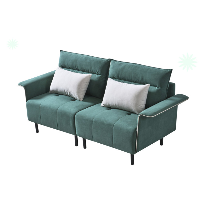 Causeuse en cuir véritable 72,4 po Brendon, Velours vert