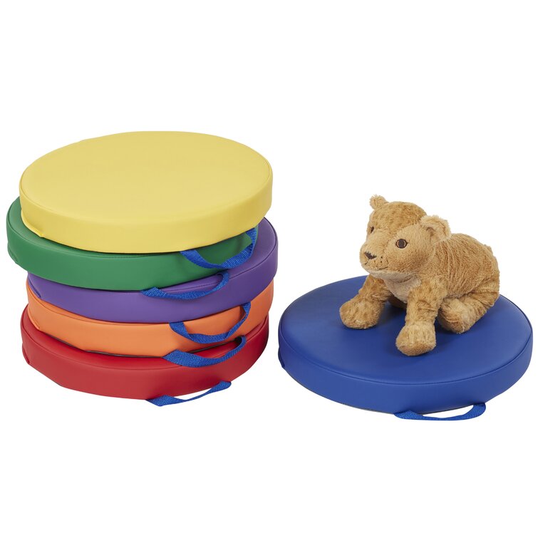 Children's Factory Round Floor Cushions with Handle, Soft Pre-School  Furniture