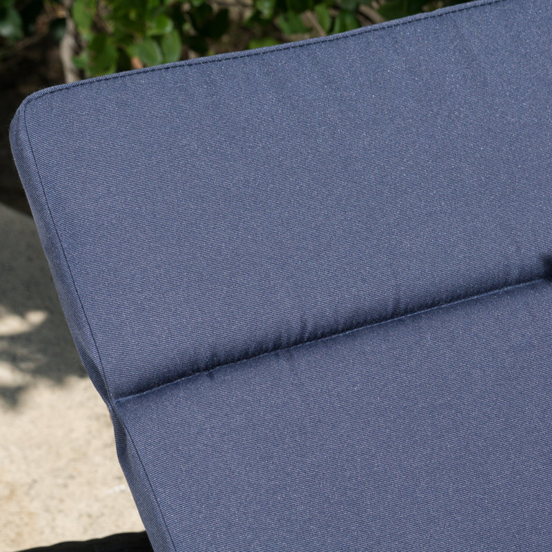 Outdoor Chaise Lounge Set , Cushion Included, Navy Blue , Brown, 2
