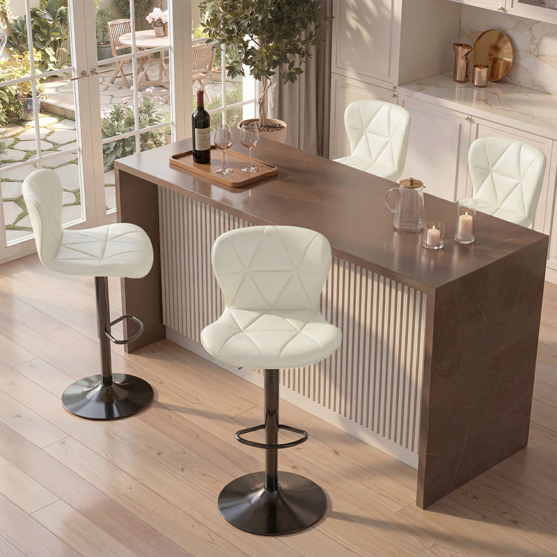 Tabouret de bar pivotant à hauteur réglable pour animaux de compagnie avec dossier, tissu technique résistant aux égratignures, repose-pieds et base en métal noir - Chaise de bar durable pour îlot de cuisine, bar de salle à manger, propriétaires d