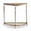 Console en bois massif, composite et fer, brun, blanc et doré-2135719641