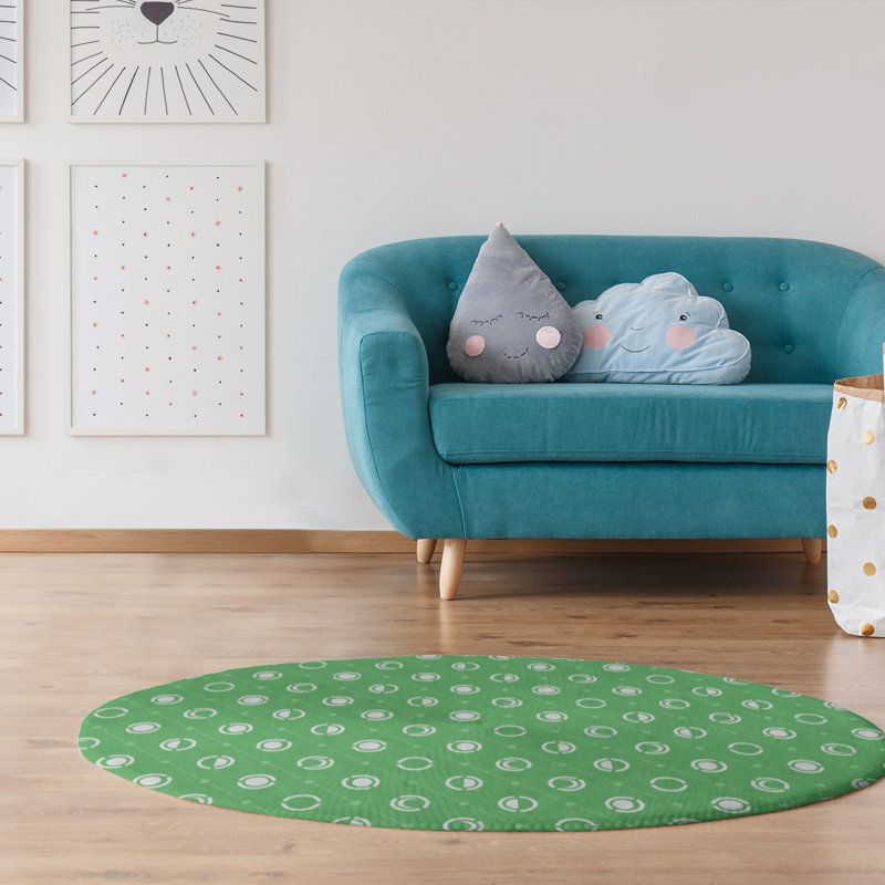 Chenille Geometric Indoor Rug, Round 5'