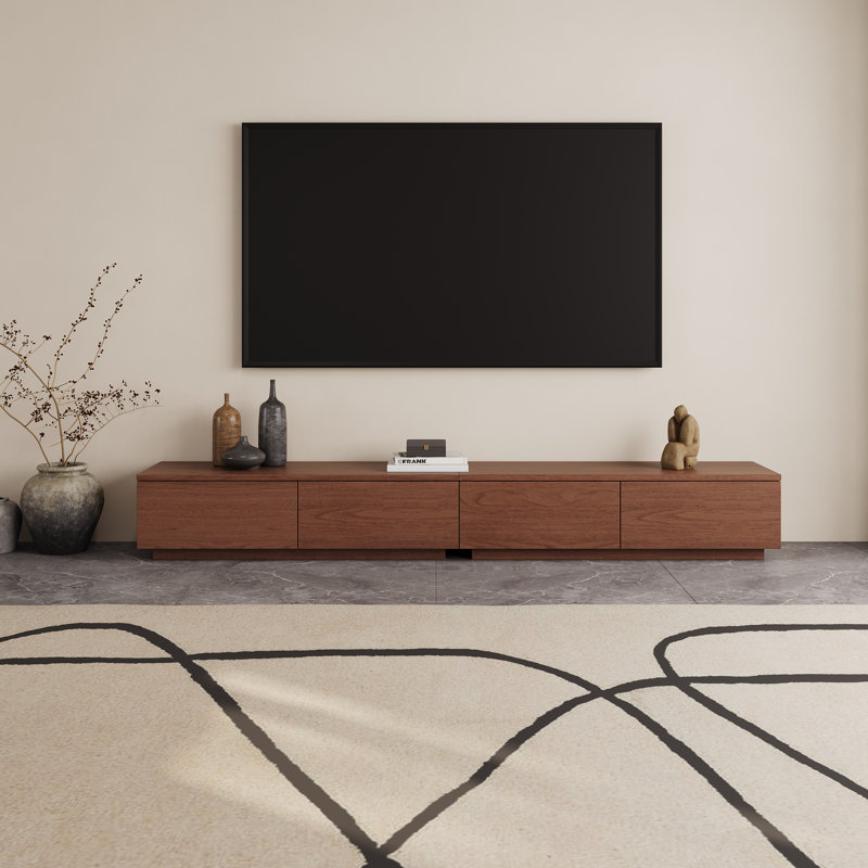 94.5" Brown Wooden Combination TV Cabinet with 6 Drawers, Can Be Used Separately