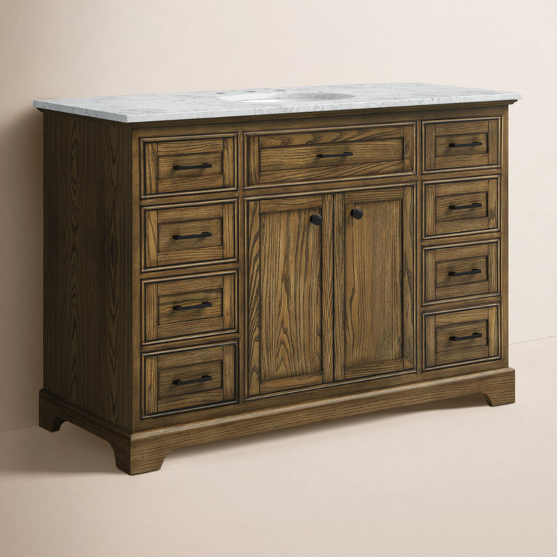 Hermes 48'' Single Bathroom Vanity with Carrara Marble Top, Dark Brown
