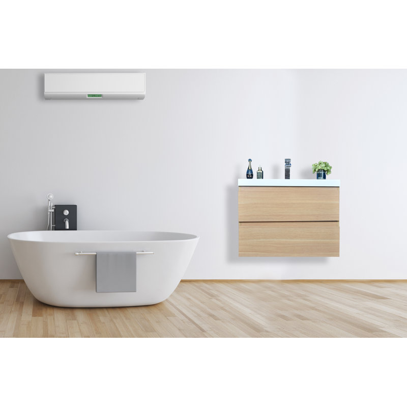 Base de meuble-lavabo simple 30 po fixée au mur seulement, Chêne blanc