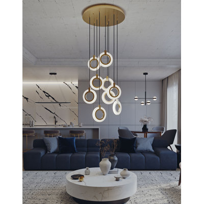 Luminaire suspendu rond 9 lumières Laredo - 120V - 162W - 5 CCT