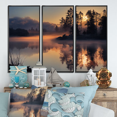 Morning Fog Over The Lake Sunset I " Morning Fog Over The Lake Sunset I " 3 - Pieces