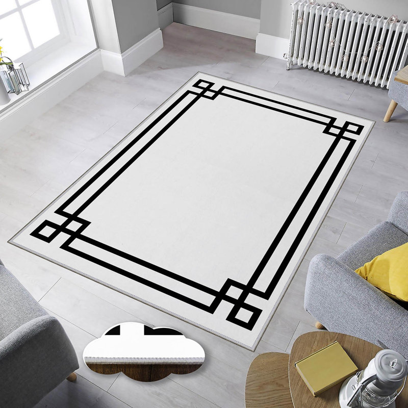 Luxurious Woven Area Rug, 5.9 x 9.2 ft, 100% Polyester, Antibacterial | Non-Slip PVC Felt Dot Underside, 0.3 in Pile Height | Machine Washable, 3D Digital Print, Perfect for Living Room & Bedroom Décor