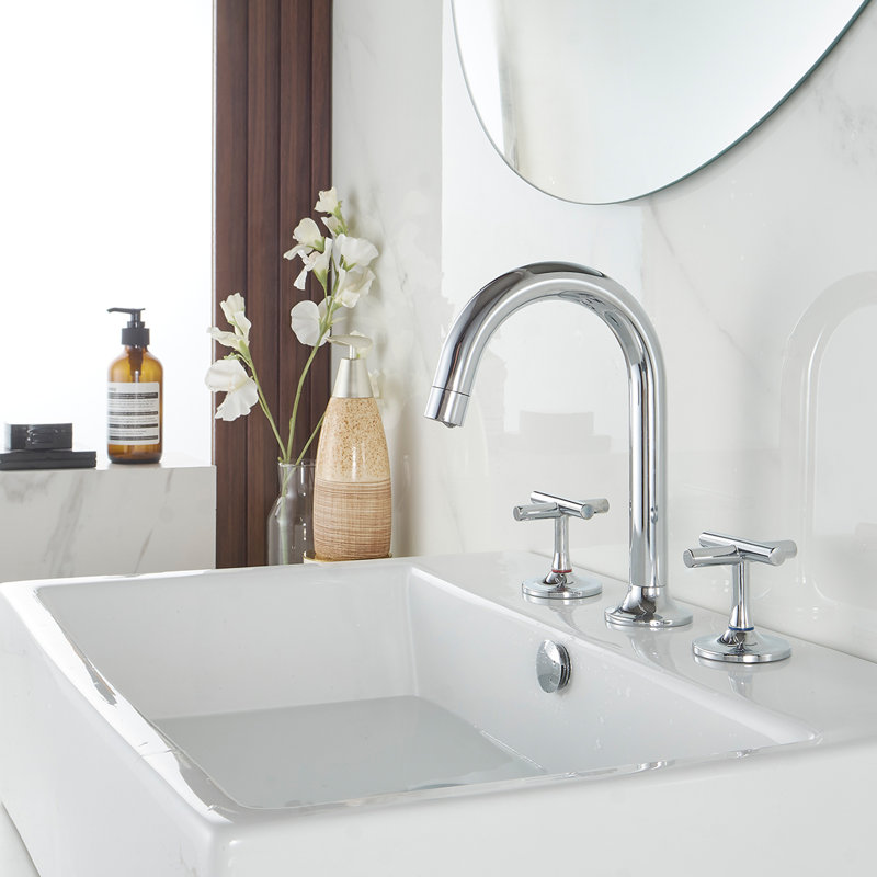 8 In. Widespread Double-Handle High-Arc Bathroom Faucet, Polished Chrome