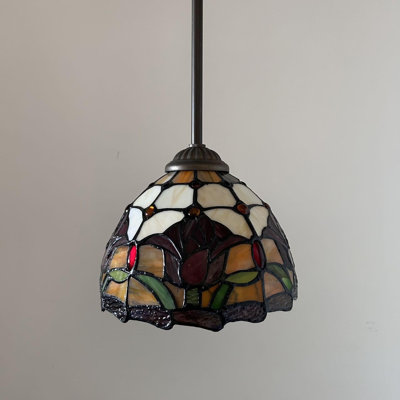 Tiffany Mini Pendant Lights Plug In Stained Glass Tulips LED Bulb Included 8"W*8"D*60"H