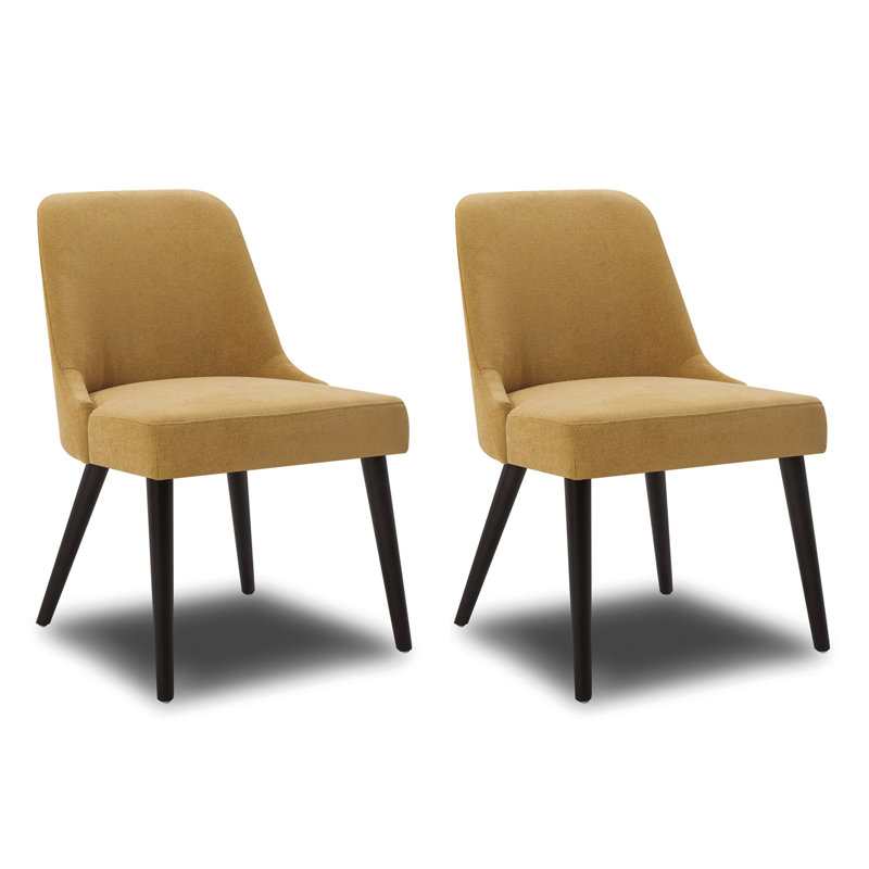 Chaise d'appoint rembourrée en bois massif Bremment, Tissu jaune canari