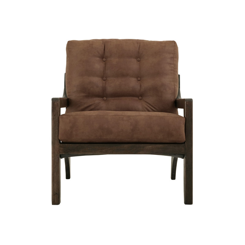 Structure en bois, fauteuil rembourré, Brun