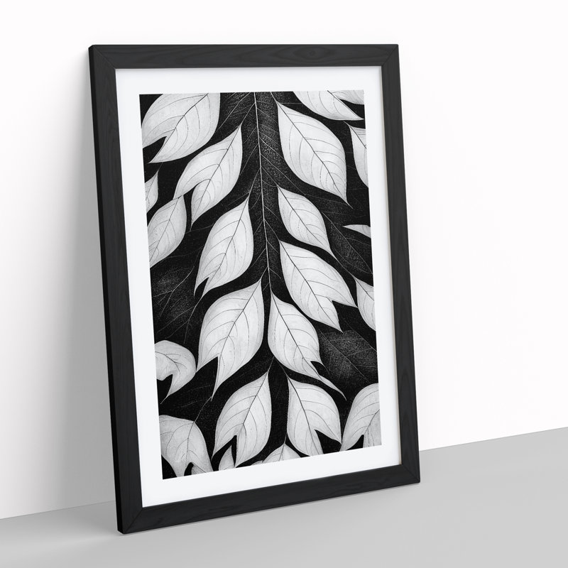 Monochrome Leaves - Framed Print, 64cm H x 46cm W x 2cm D, Black