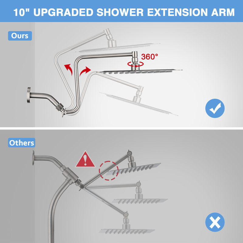 All Metal 10 Inch Shower Head With Handheld Spray Combo, Built-in Mode 3-way Diverter, Brushed Nickel