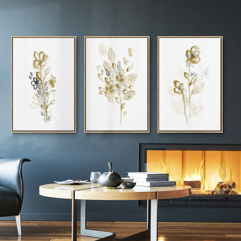 Ensemble de 3 toiles tendues bronze bronze, Naturel, H 27 po x l 54 po