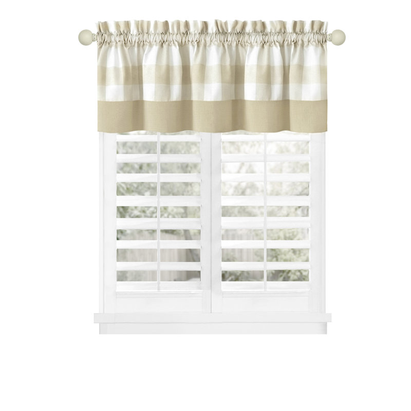 Woven Trends Guydra Tier and Valance Window Curtain Set, Brown/White, 57" W x 24" L