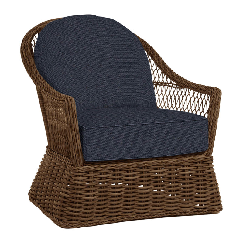 Soho Patio Chair with Cushions, Welt, Linen Navy, Soho #83 Raffia