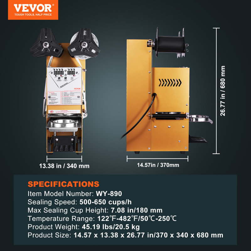 Vevor Cup Sealing Machine, Gold
