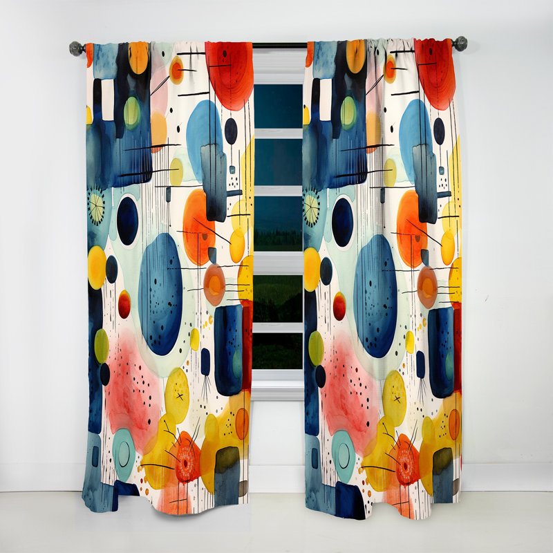Jimson - motif géométrique coloré Mid Century Shapes II - rideau moderne - velours obscurcissant - 1 panneau