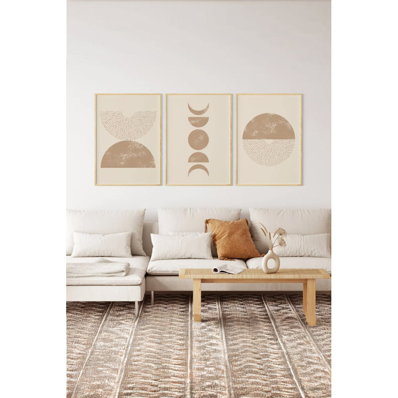 Ensemble de 3 peintures élégantes encadrées décoratives, 12,9 po x 18,9 po | Cadre 100% bois massif (épaisseur: 0,8 pouce), œuvre d'art 100% MDF | Impression numérique éclatante, parfaite pour la décoration de salon et de bureau