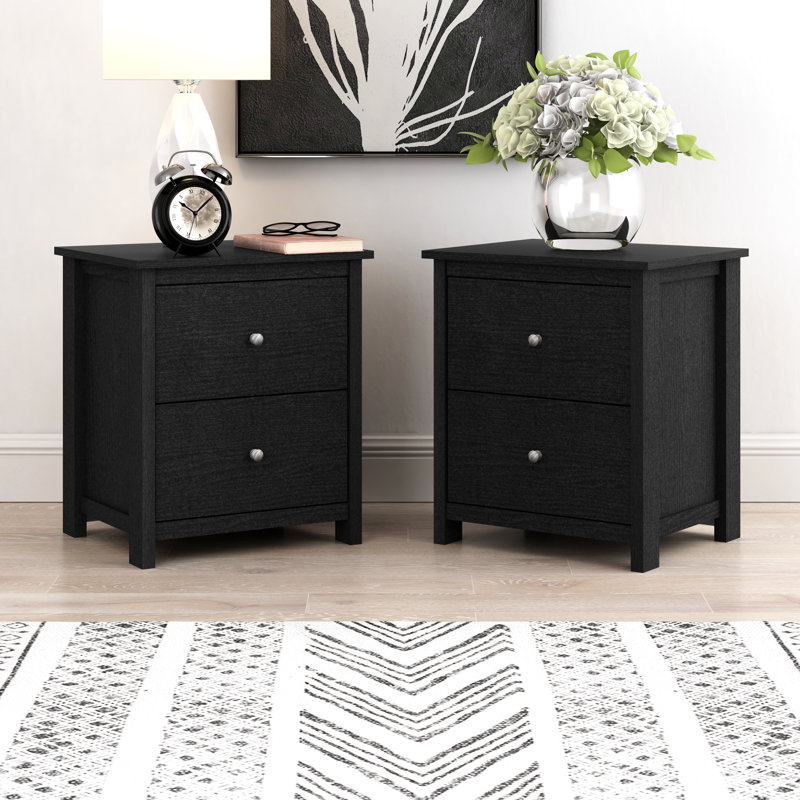 Isenbert 2-Drawer Nightstand, Black Oak