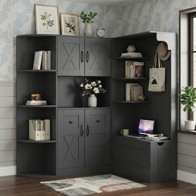 Armoire de rangement modulaire 75 "avec vestibule et 4 crochets pour le salon et le couloir