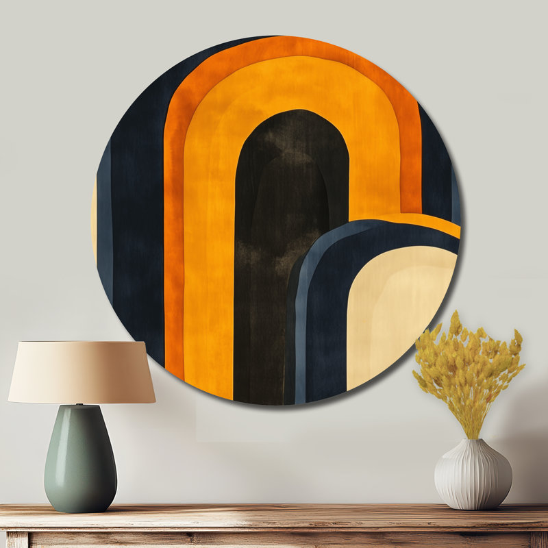 Livingon - Décoration murale ronde abstraite en métal, L 23 po x H 23 po