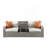 Fabric & Gray Wicker Patio Sofa W/2 Pillows & 2 Ottomans