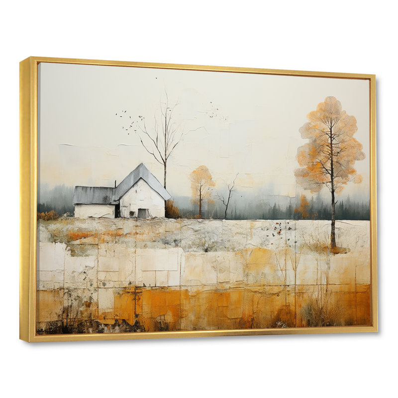 «Bold Mute Tone Countryside Landscape IV», reproduction sur toile, Cadre flottant doré, H 12 po x l 20 po x P 1 po