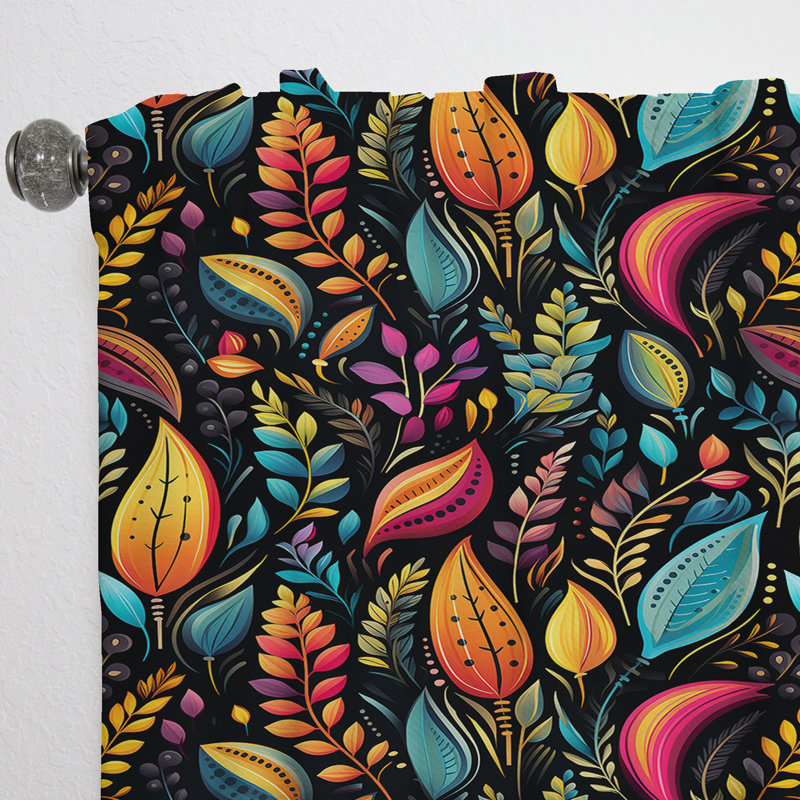 Tribal Frivolity Boho Motif II - Rideau Boho - Rideau abstrait obscurcissant - 1 panneaux, L 52 po x L 120 po