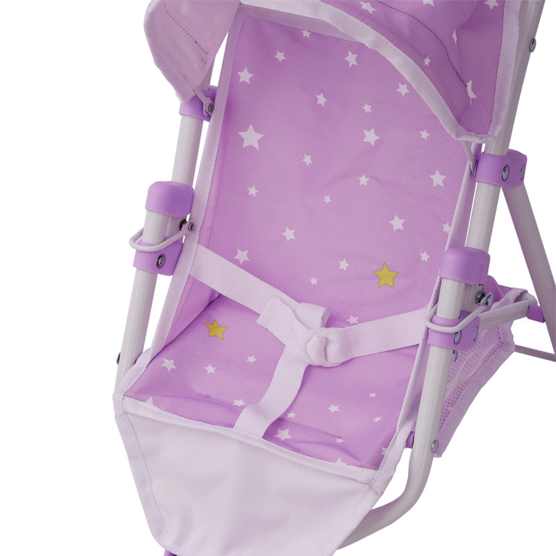 Teamson Kids Dreamland Baby Doll Jogging Stroller with Retractable Canopy & Storage, Pink