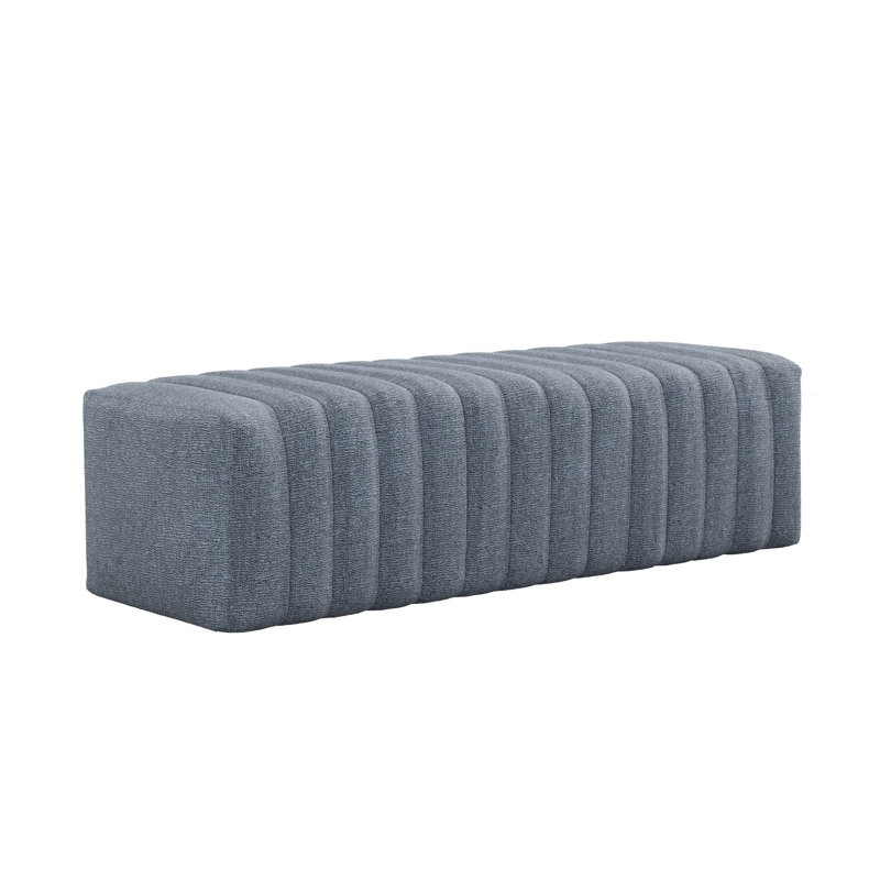 Cleo Polyester Upholstered Bench, Azure