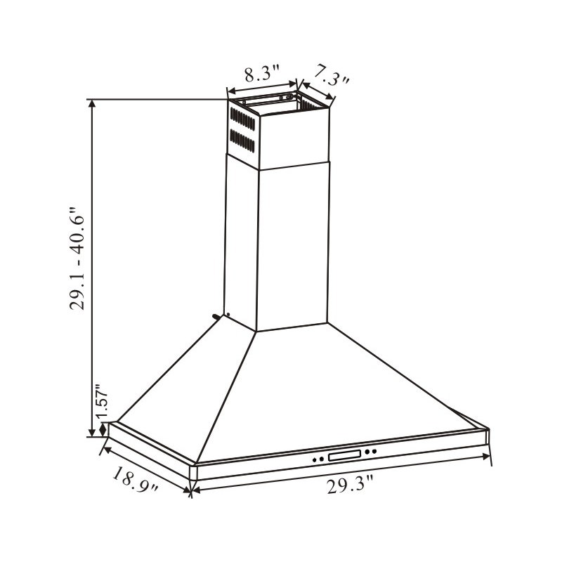  W103B Series 30" 600 CFM Convertible Wall Mount Range Hood in Stainless Steel With Filter Included