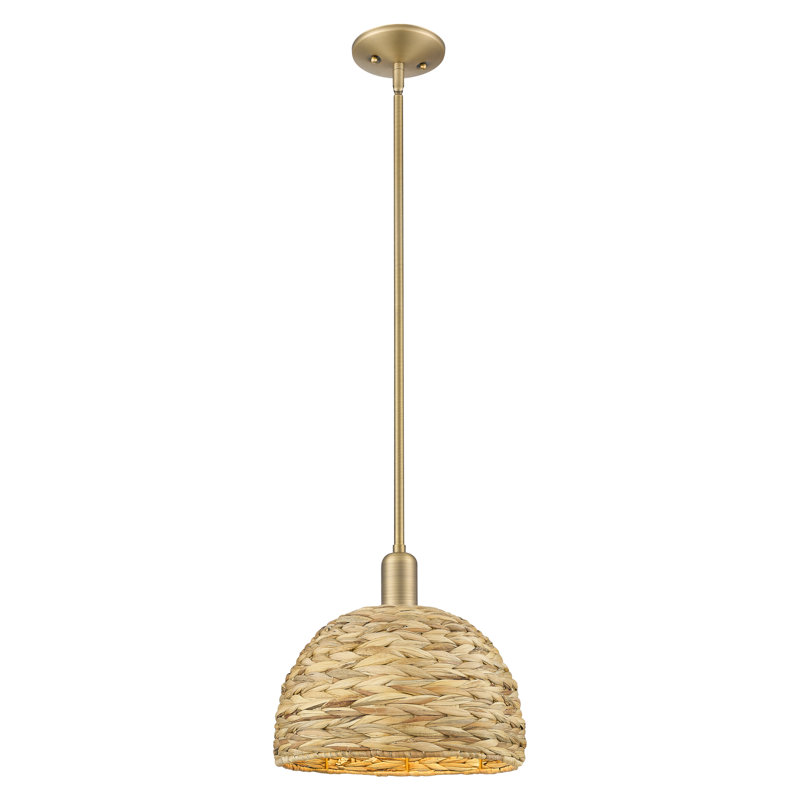 Arcadia - Alyxandrea - Mini-luminaire suspendu 1 tige 12 po, Laiton brossé, H 11,38 po x l 12 po x P 12 po