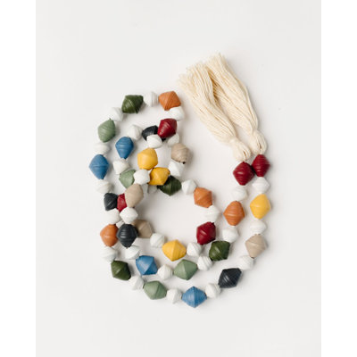Chunky Paper Bead Garland w/ Tassles
