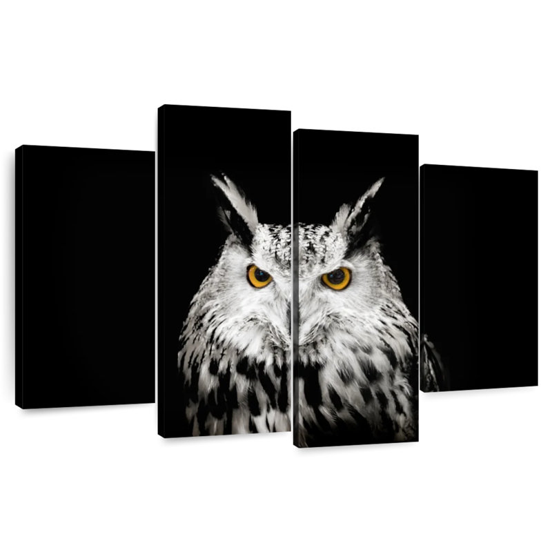 Brampt White Horned Owl, 54" H x 84" W