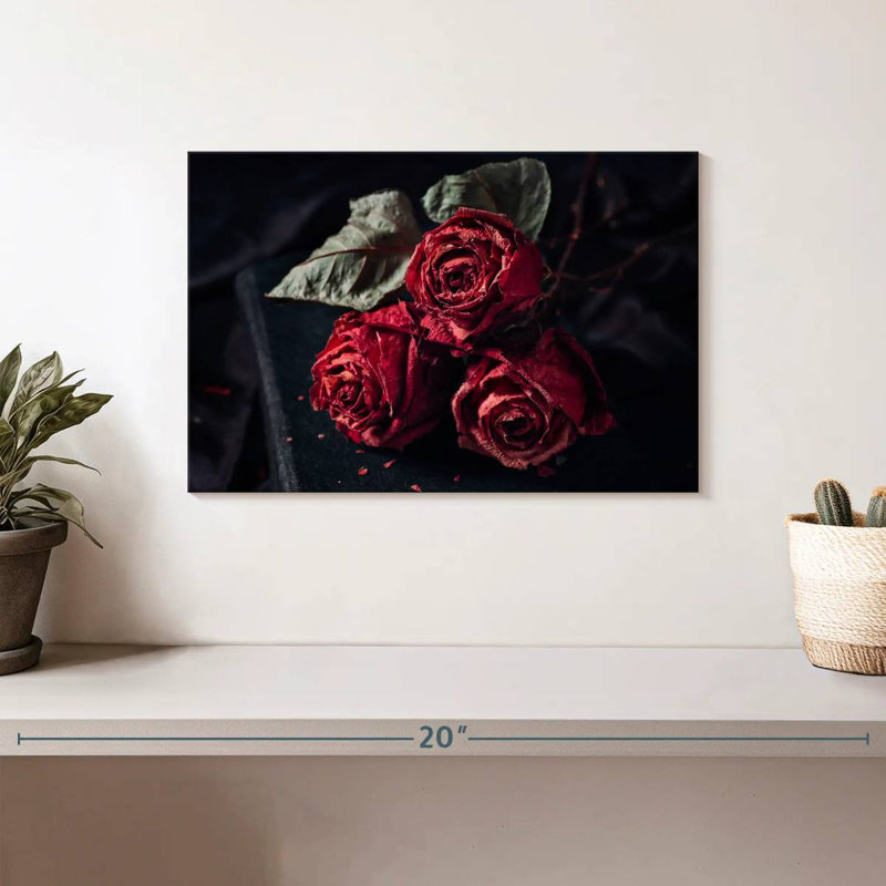 Hitzel roses rouges séchées, H 8 po x l 12 po